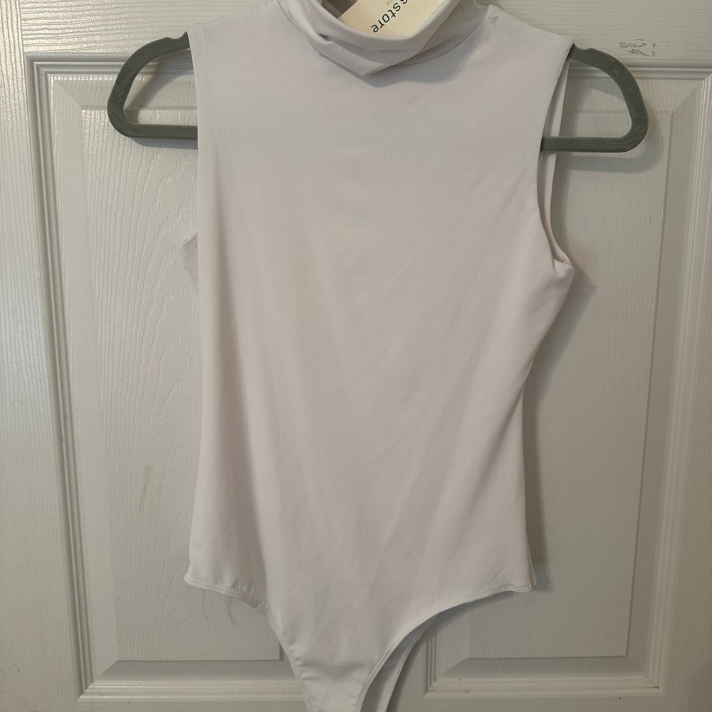 Elegant White High-Neck Bodysuit